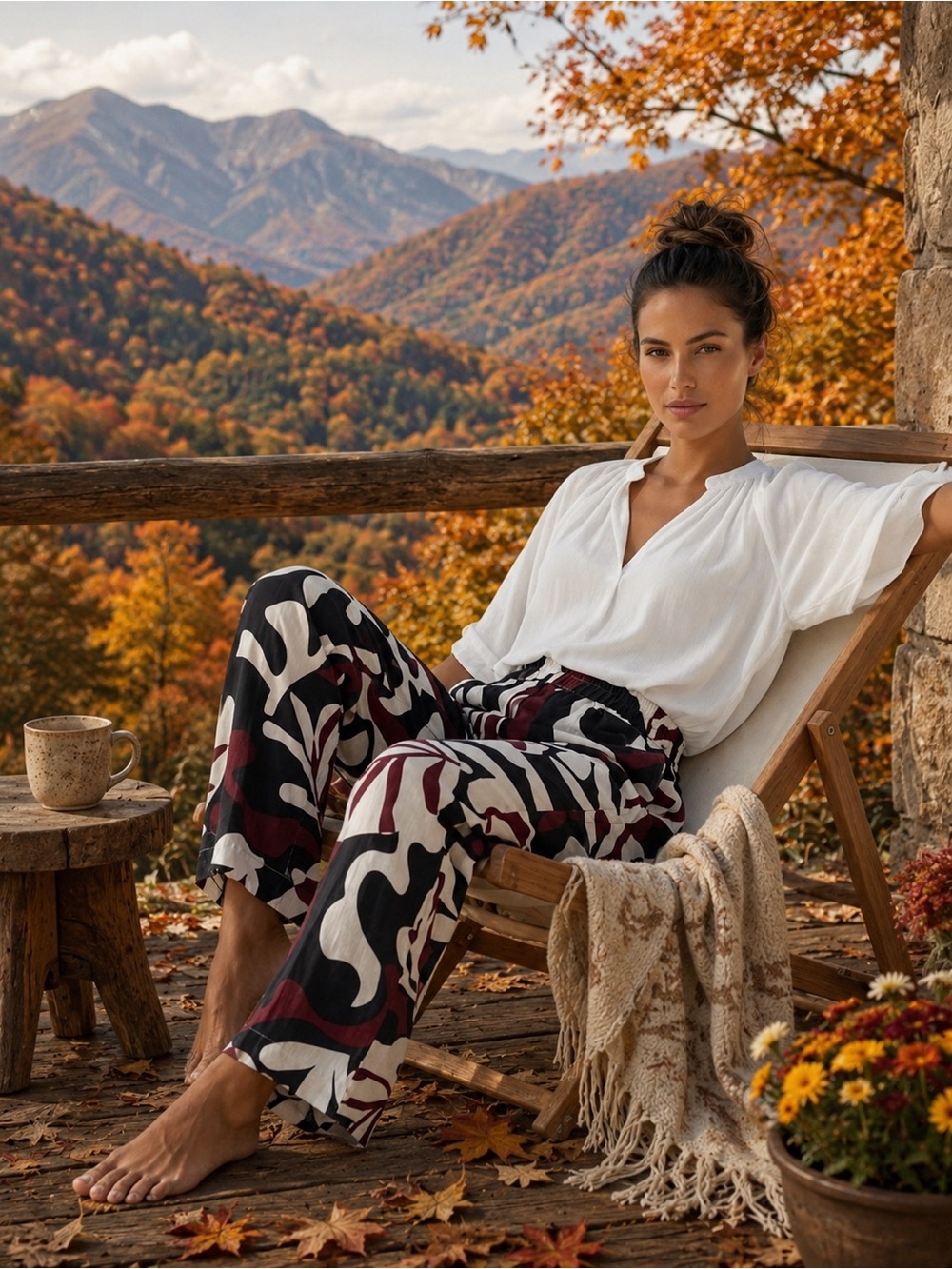 Sanctuary ‘The Soft Trouser’ Wide Leg Pants Abstract Print Sz Large NWT